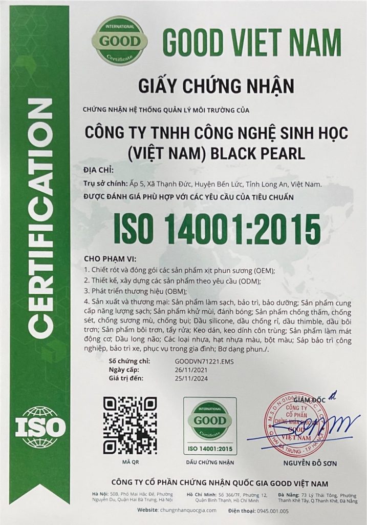 các giấy chứng nhận iso gia công bình xịt 4